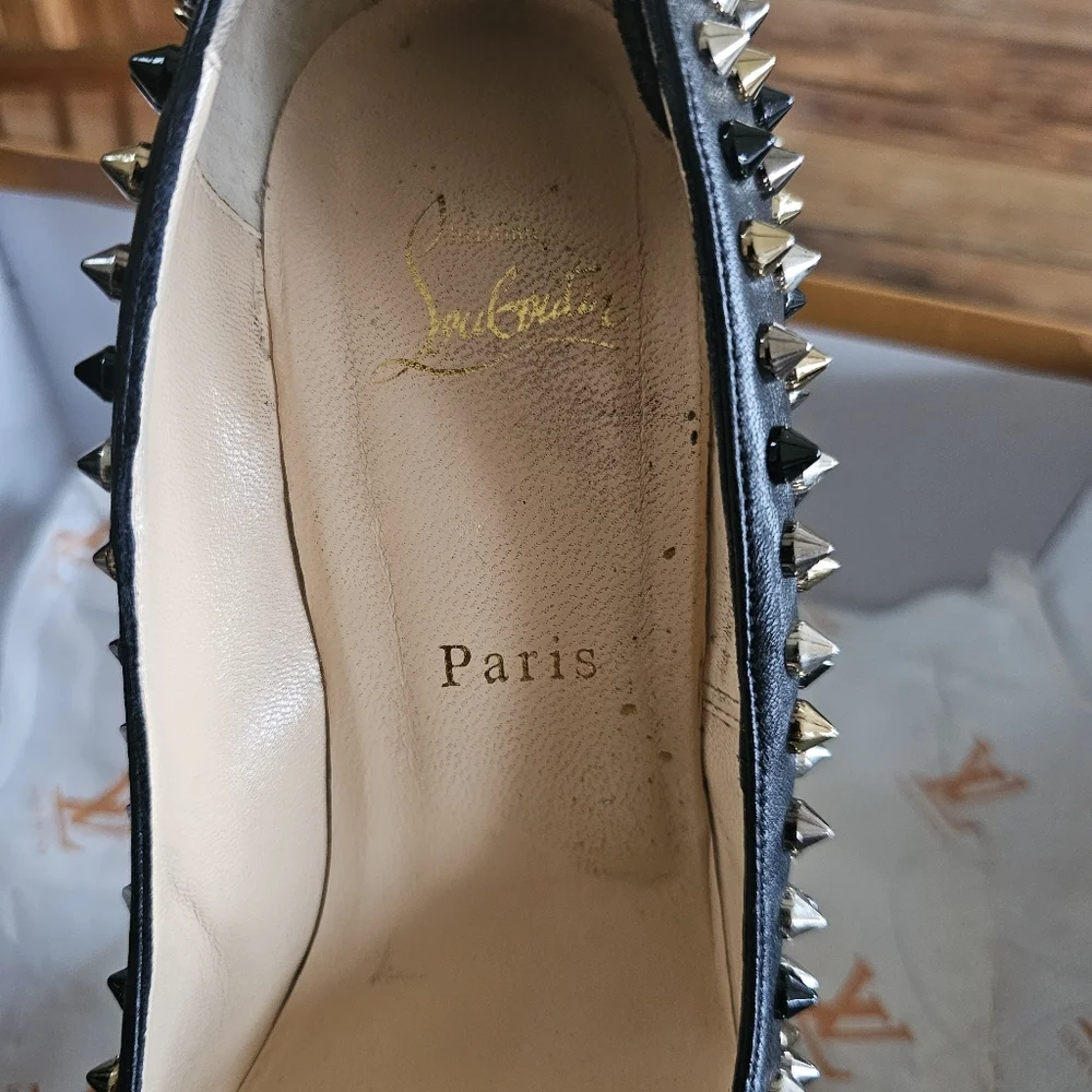 CHRISTIAN LOUBOUTIN Calfskin Daffodile Mix Spikes 160 Pumps Sz 41 - Picture 6 of 15